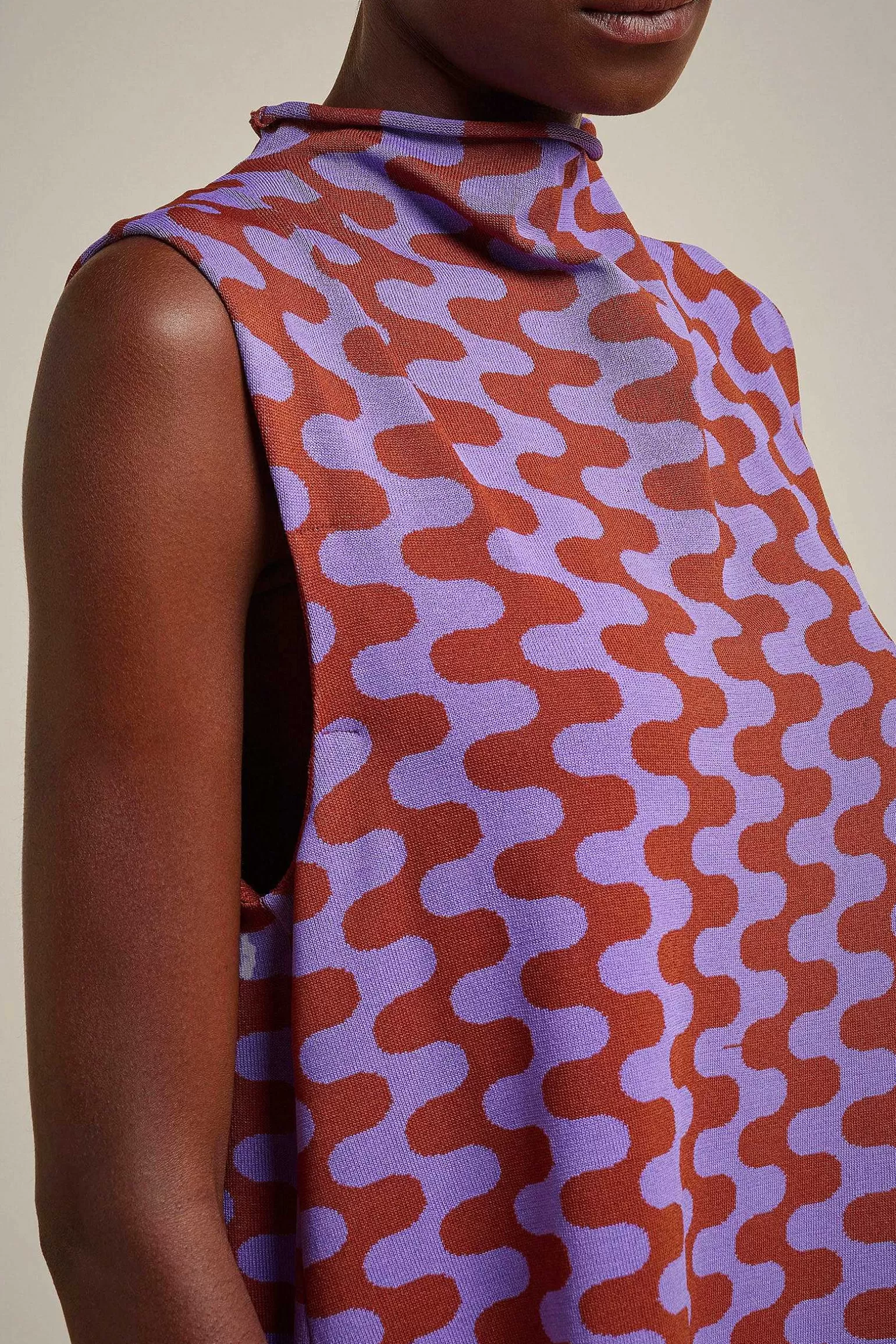 Sale Liviana conti Abito Jacquard Onde Ruggine/Uva